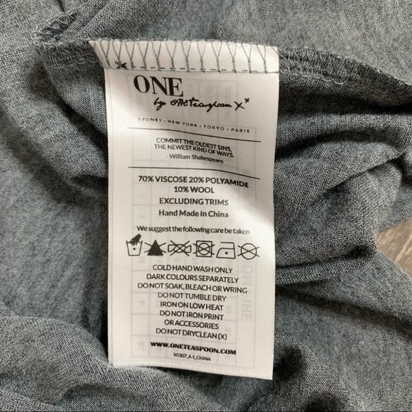 One Teaspoon Soho Wool Blend Long Sleeves Dress Grey Marle Size XXS - Picture 9 of 10